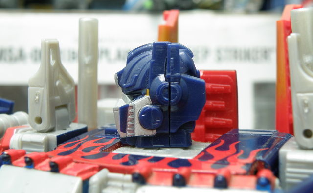 Optimus Prime head from the side.
