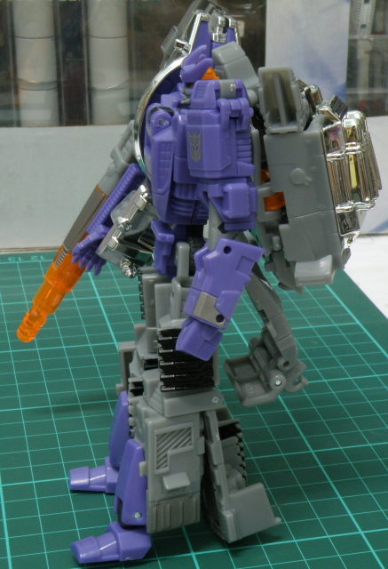 Galvatron robot side view.