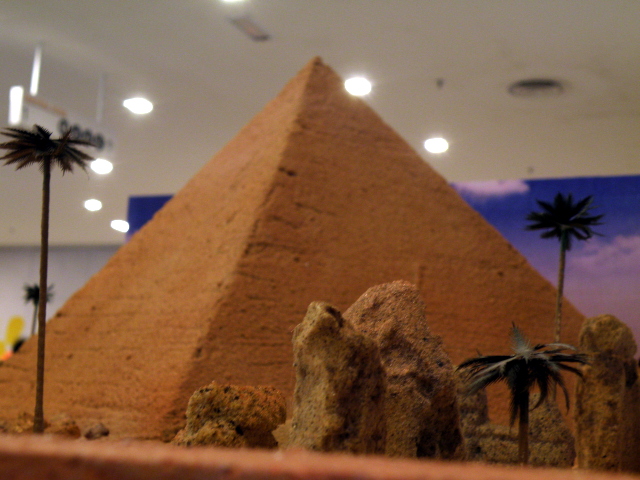 Close up shot of structures surrounding pyramid.