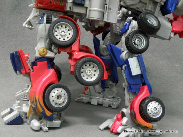Optimus Prime Robot Compare Legs Side.